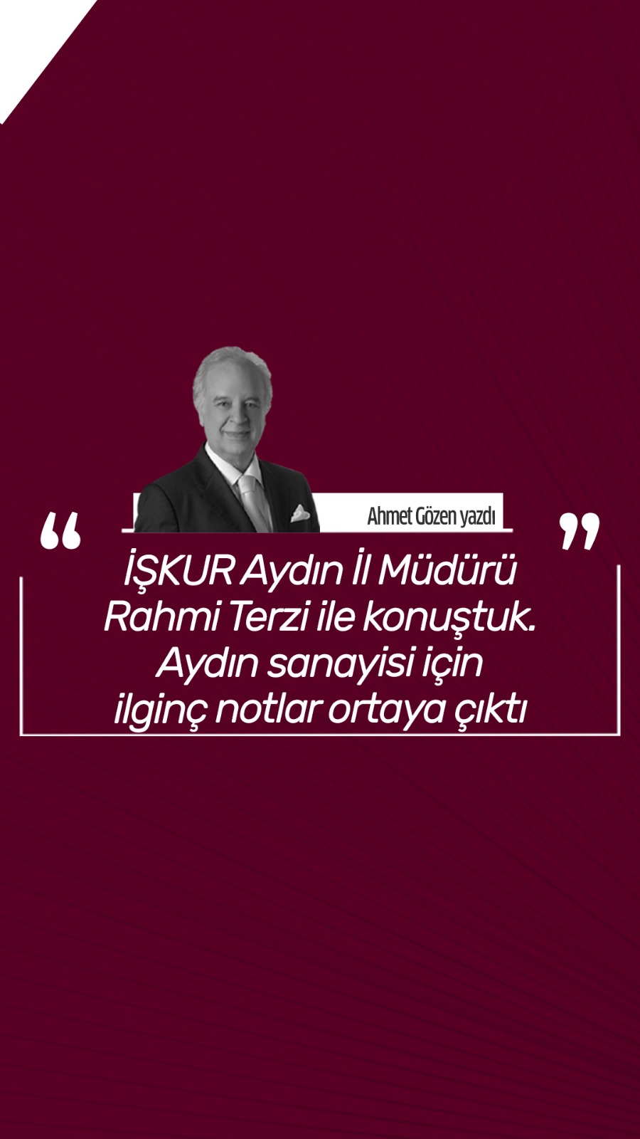 Ahmet Gözen yazdı İŞKUR Aydın İl Müdürü Rahmi Terzi ile konuştuk