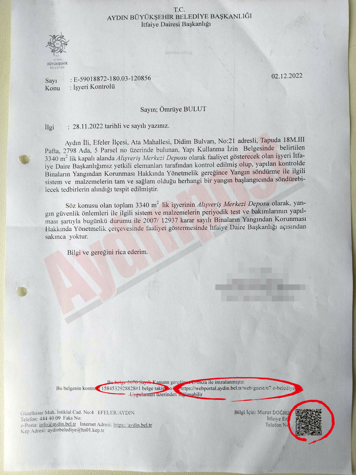 Bulur Avm Işyeri Aça Ruhsat Yazı1