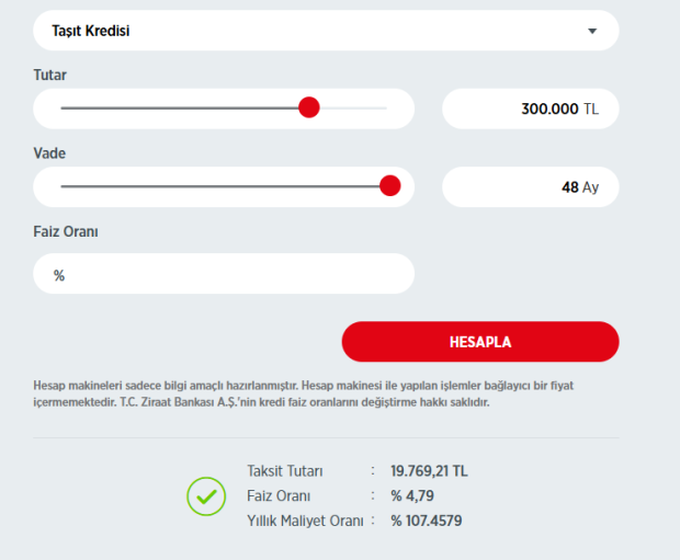 Ziraat Bankasi 300 Bin Tl Tasit Kre 1Tii