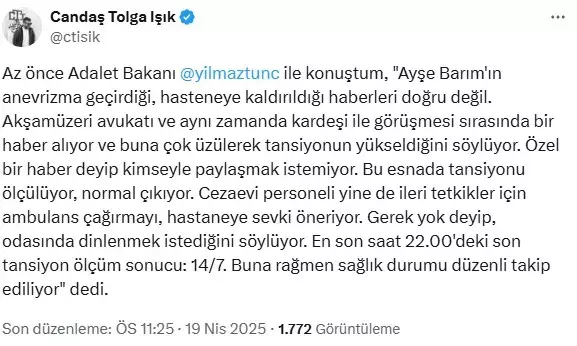 Ayse Barim In Hastaneye Kaldirildigi Iddiasina 18528357 3406 M