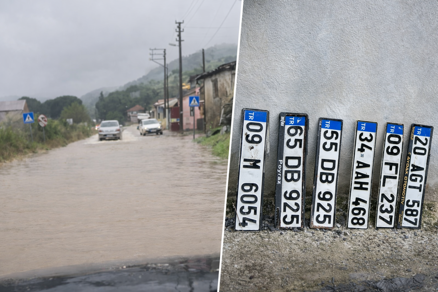 Koçarlı’da plakalar sulara kapıldı