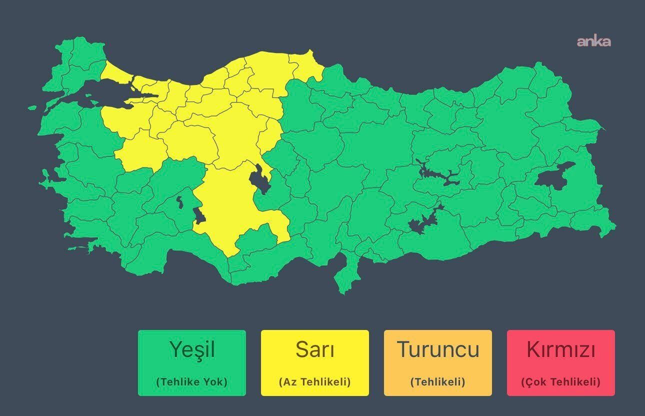 20 il için sarı kodlu uyarı: Kuvvetli sağanak ve gök gürültülü yağış bekleniyor