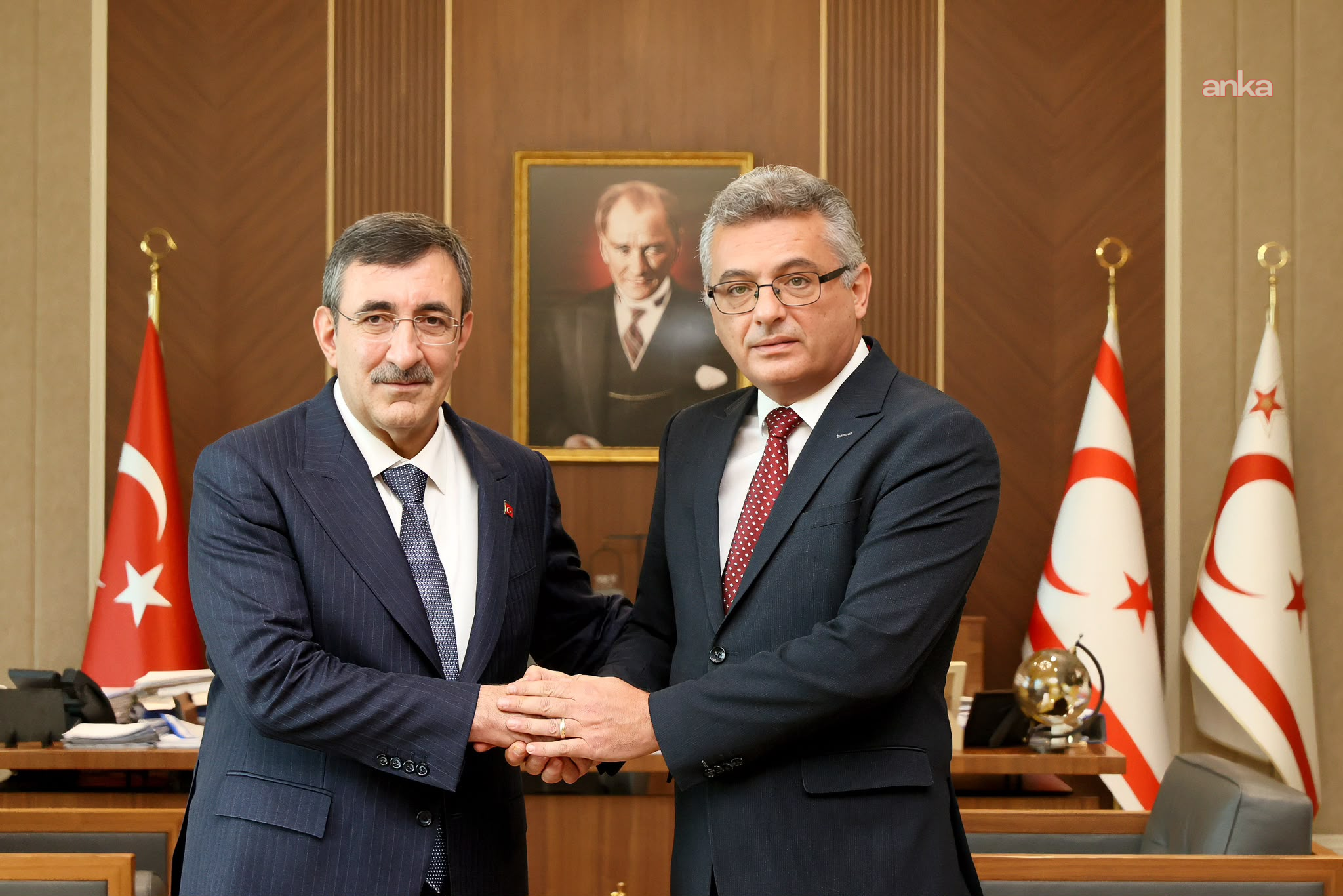 KKTC Cumhurbaşkanı Tufan Erhürman, Cumhurbaşkanı Yardımcısı Cevdet Yılmaz'ı kabul etti