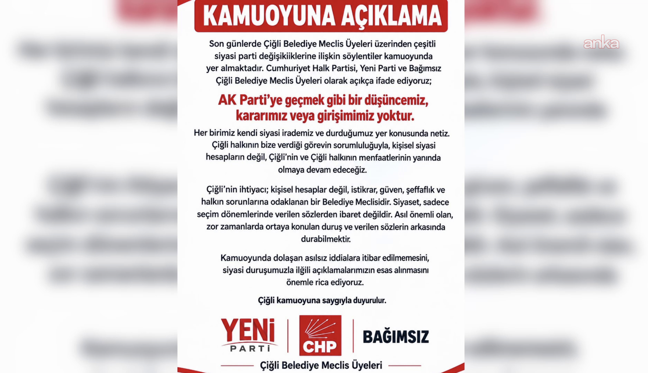Çiğli’de "AK Parti’ye geçiş" iddiası yalanlandı