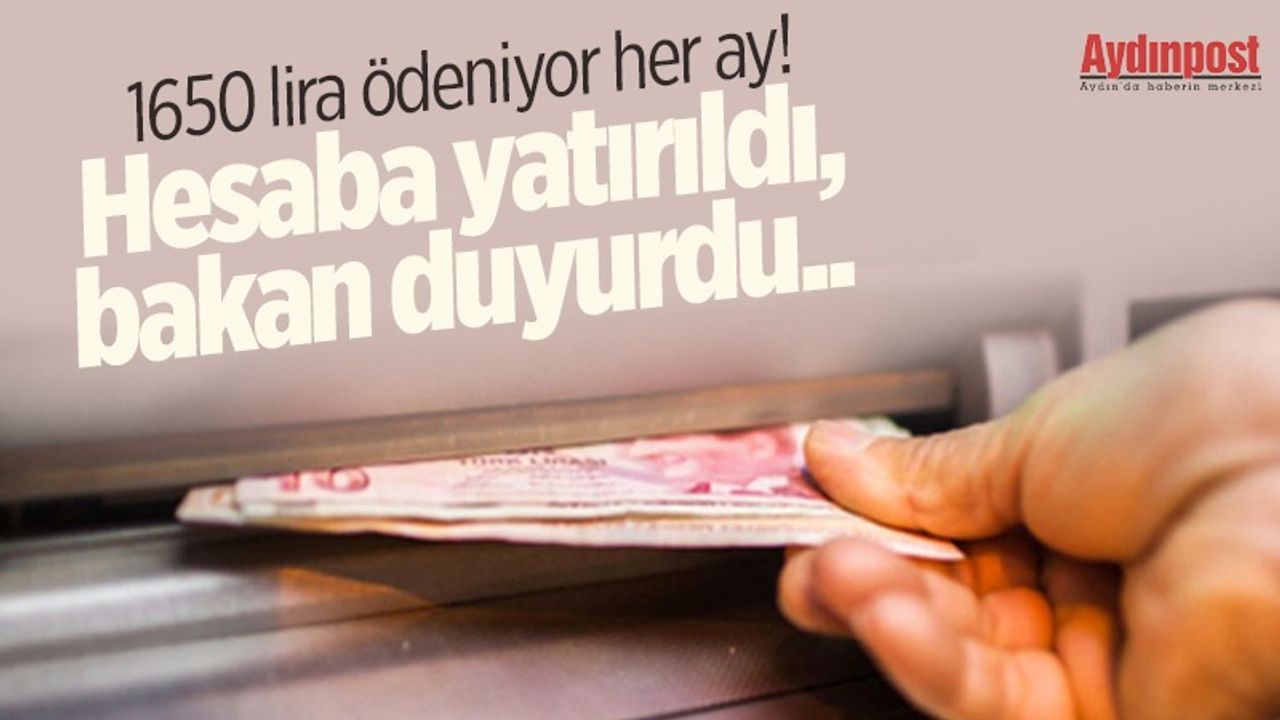 1650 lira ödeniyor her ay! Hesaba yatırıldı, bakan duyurdu..