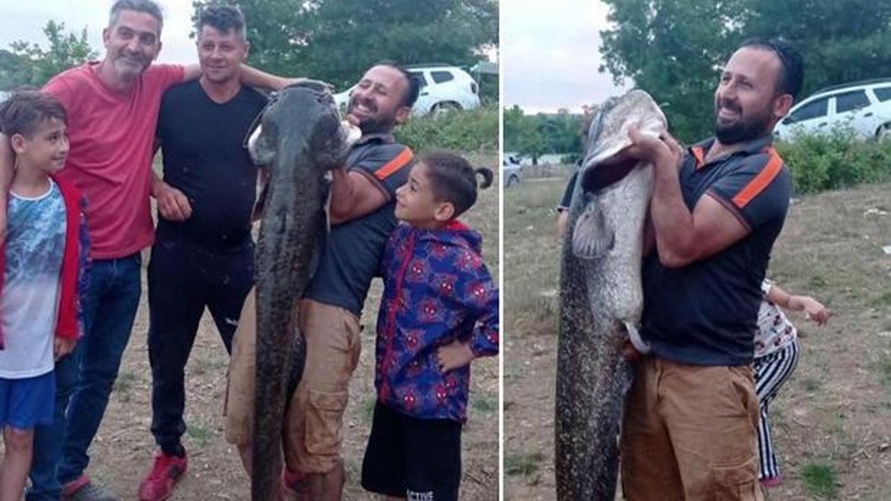 Sakarya'da 8 yaşındaki çocuk, 20 kiloluk balık yakaladı