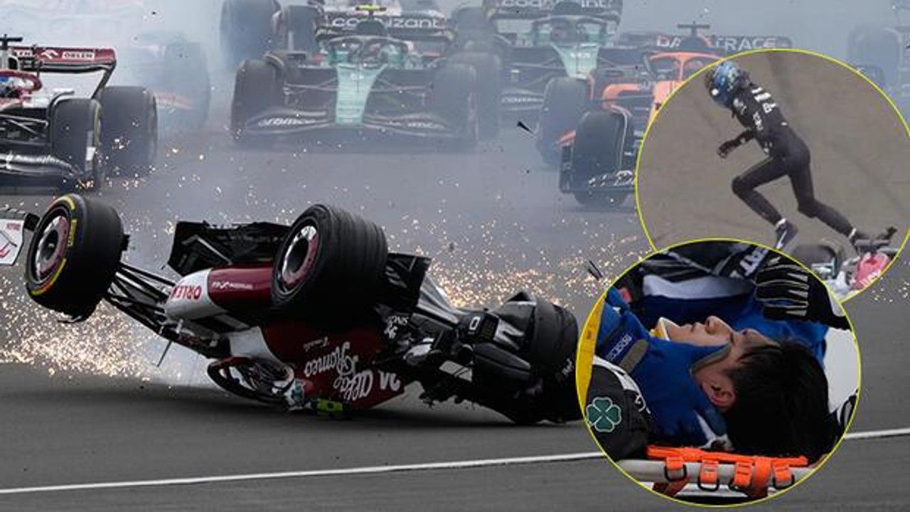 Formula 1'de korkutan kaza! Guanyu Zhou metrelerce sürüklendi, sağlık durumu iyi...