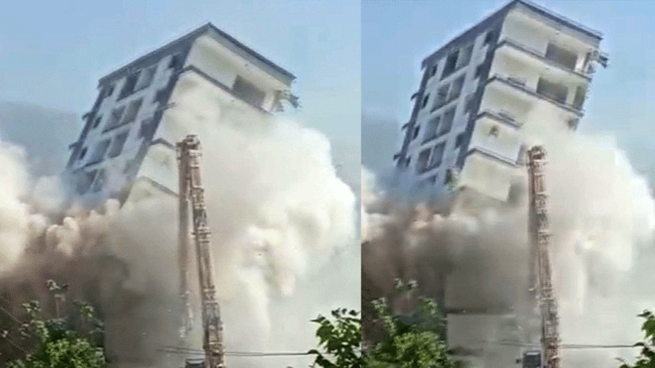 İzmir’de korku dolu anlar! 10 katlı hasarlı bina yerle bir oldu