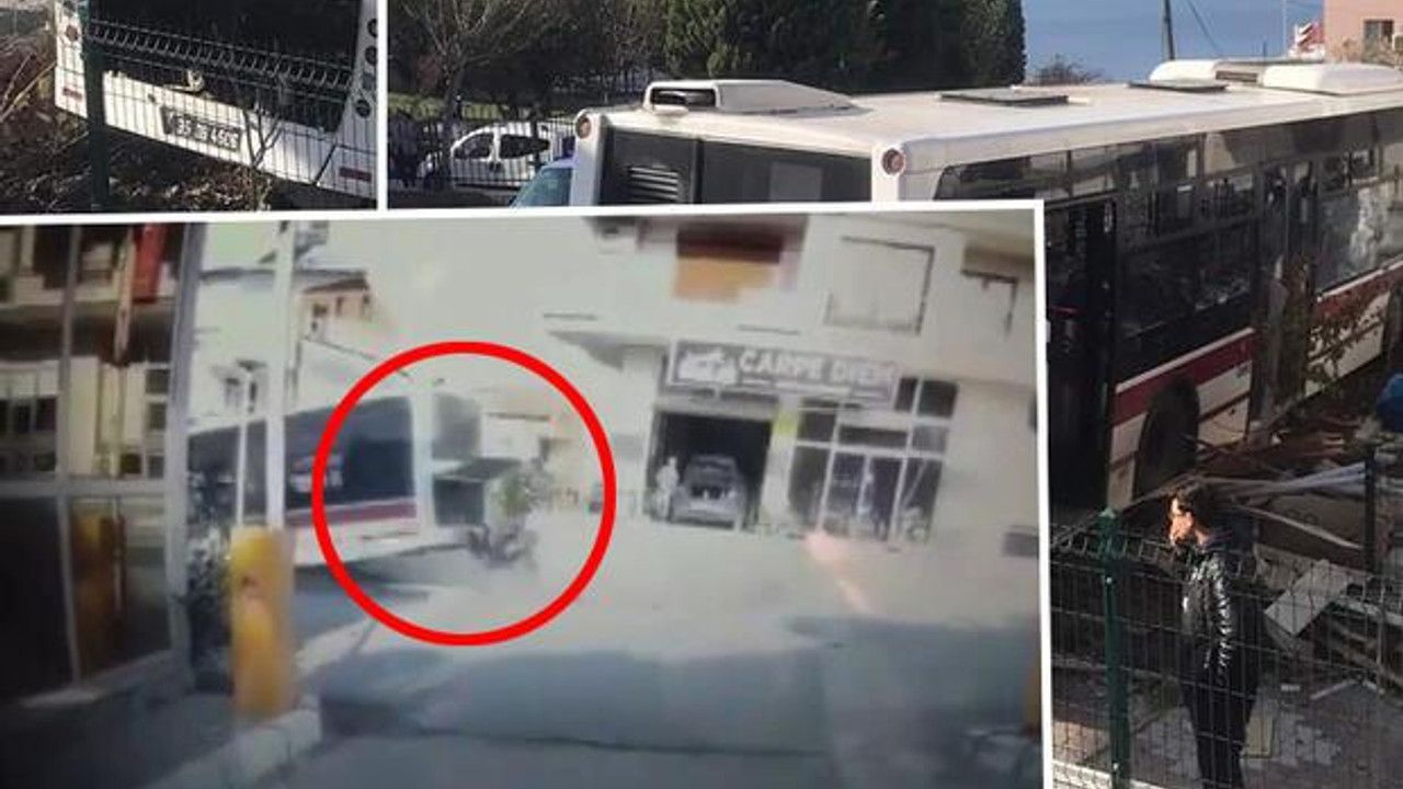 İzmir'de inanılmaz anlar! El freni çekilmeyen otobüsü eliyle durdurmaya çalıştı