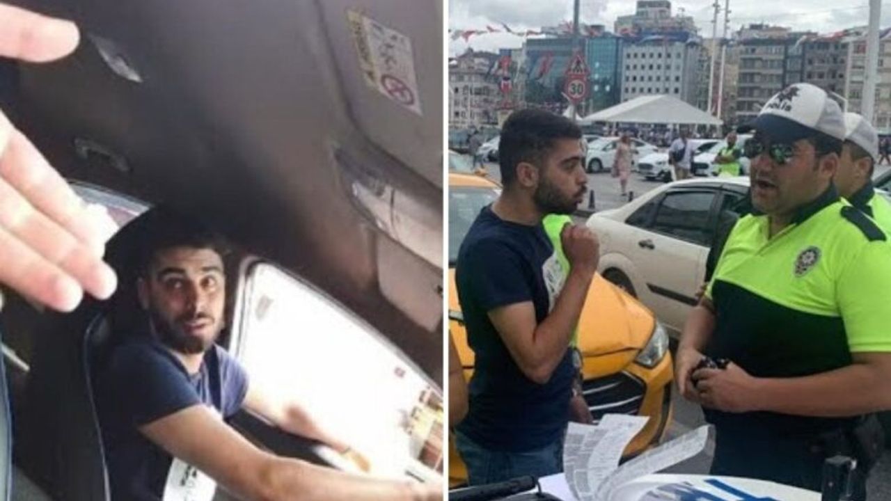 Taksicinin Sivil Trafik Polisini Aracına Almadığı Anlar Kamerada; Uzun Uzun Dil Döktü