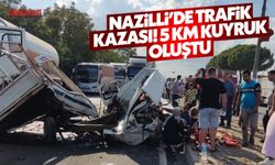 Nazilli'de trafik kazası: 5 km kuyruk oluştu