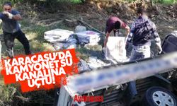 Karacasu'da kamyonet su kanalına uçtu!