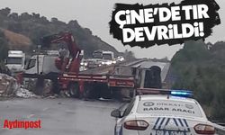 Çine'de tır devrildi