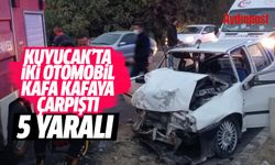 Kuyucak'ta iki otomobil kafa kafaya çarpıştı: 5 yaralı