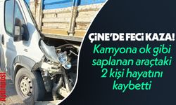 Çine'de feci kaza! Kamyona ok gibi saplanan araçtaki 2 kişi hayatını kaybetti