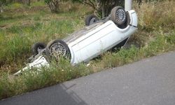 Buharkent’te otomobil takla attı: 1 yaralı