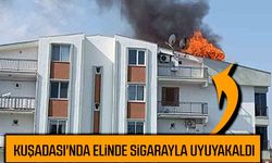 Kuşadası'nda elinde sigarayla uyuyakaldı, çıkan yangında yaralandı