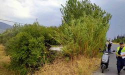 Buharkent'te yoldan çıkan ticari araç ağaca çarptı: 2 yaralı