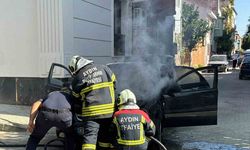 Nazilli’de patlayan otomobil alevler içinde kaldı