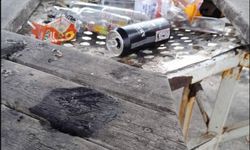 Didim'de Parktaki Masanın Tahtalarını Söküp Ateşe Verdiler