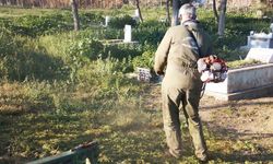 Germencik Belediyesi, bayram öncesi mezarlıklarda bakım çalışması başlattı