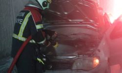 Aydın'da alt geçitte araç yangını