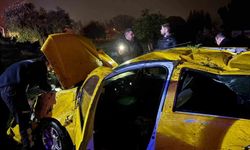 Efeler'de ticari taksi tarlaya uçtu: 1 yaralı