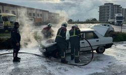 Söke'de seyir halindeki otomobil alevlere teslim oldu