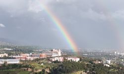 Sağanak sonrası gökkuşağı Aydın'ı sardı