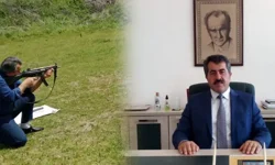 Mili Eğitim Müdürü otomatik silahla poz verdi