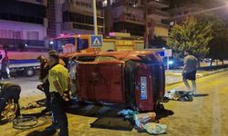 Kuşadası'nda takla atan otomobilin sürücüsü yaralandı