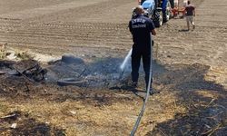 Ovaeymir'de çıkan arazi yangını büyümeden söndürüldü