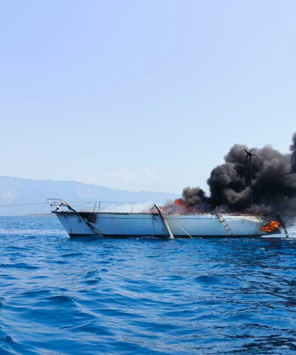 Muğla'da tekne yangını!