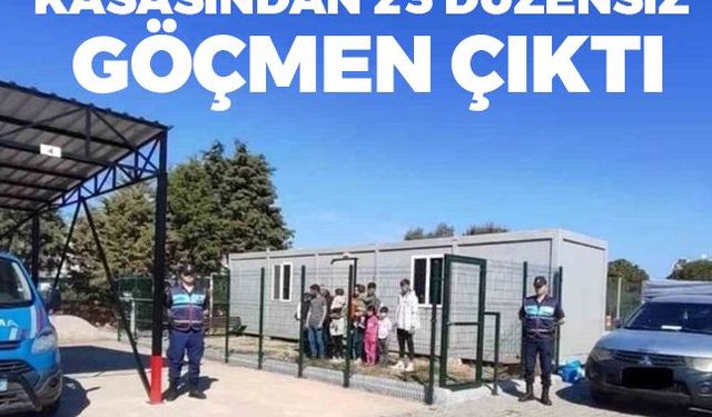 Didim'de kamyonetin kasasından 23 düzensiz göçmen çıktı