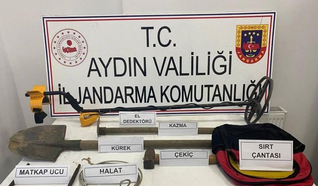İncirliova'da kaçak kazıya suçüstü: 3 gözaltı