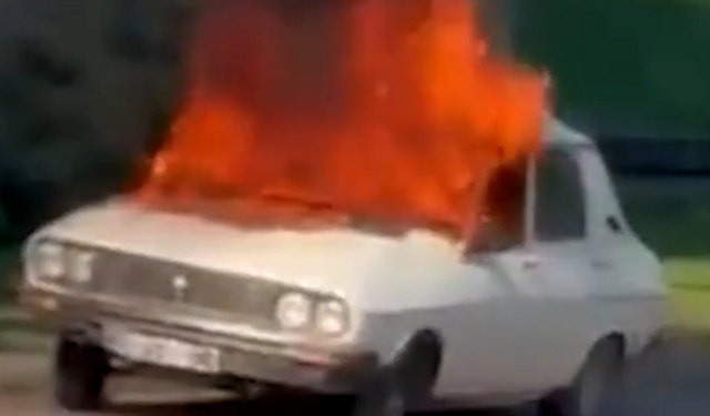 TBMM önünde 'beyaz Toros' yakıldı: Sürücü gözaltında