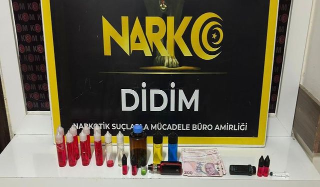 Didim'de 1 kilo sıvı, yasaklı madde ele geçirildi