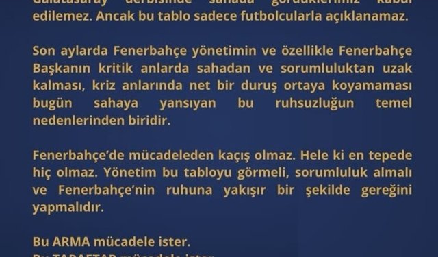 Aydın Fenerbahçeliler Derneği’nden derbi tepkisi
