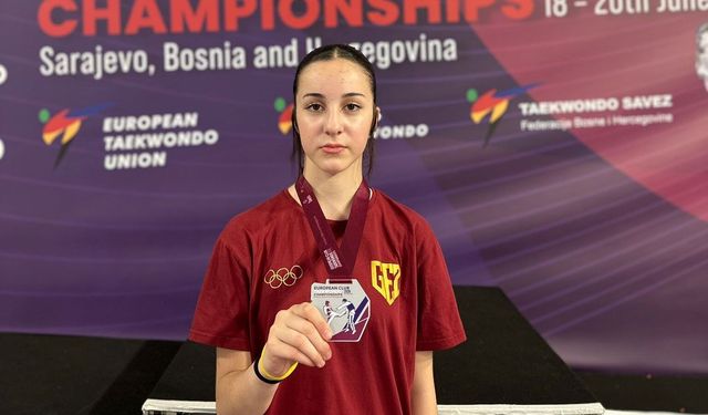 Aydınlı tekvandocu Rümeysa, Avrupa ikincisi oldu