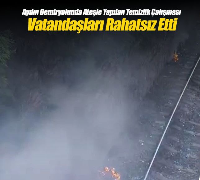 Aydın Demiryolunda Ateşle Yapılan Temizlik Çalışması Vatandaşları Rahatsız Etti