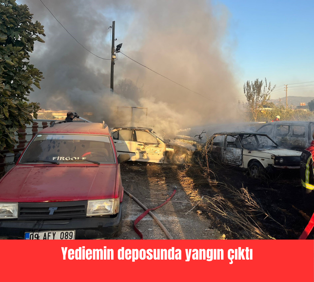 Yediemin deposunda yangın çıktı, 5 otomobil 30 motosiklet yandı