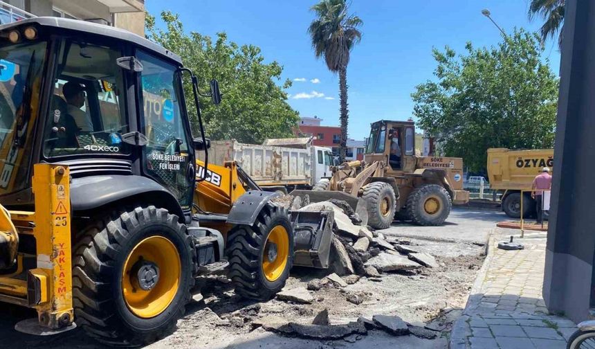Söke’de yol yenileme çalışmaları devam ediyor
