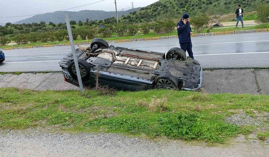 Çine yolunda otomobil ters döndü: 1 yaralı