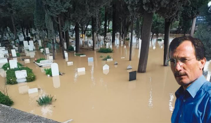 Merhum Recep Yazıcıoğlu’nun mezarı sular altında kaldı