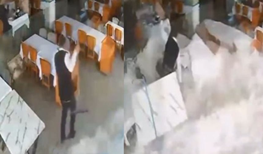 Alanya’da dalgalar balık lokantasını bastı