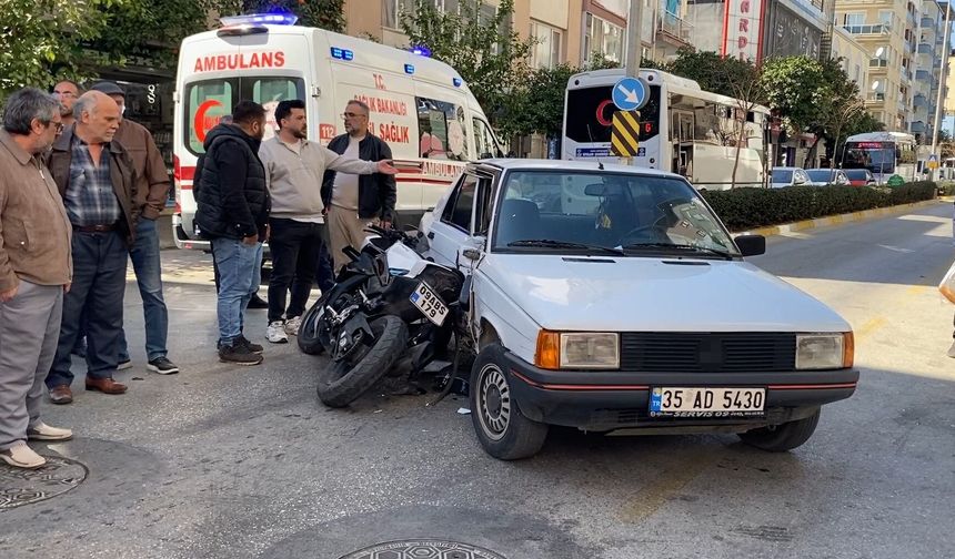Aydın'da otomobille çarpışan motosikletli yaralandı
