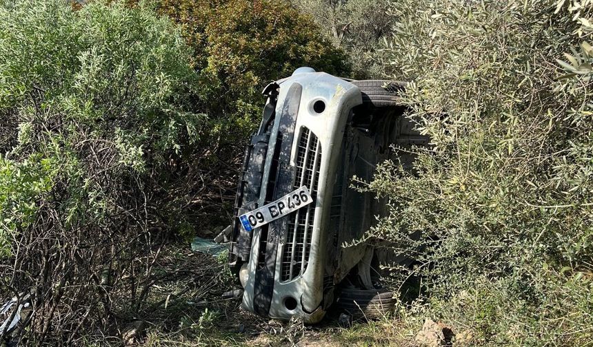 Kuşadası'nda araç şarampole yuvarlandı: 1 yaralı