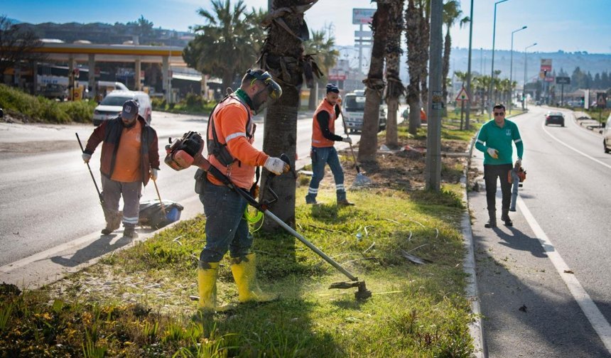 Kuşadası bayrama hazırlanıyor: Refüjlerde bakım ve peyzaj çalışmaları hızlandı
