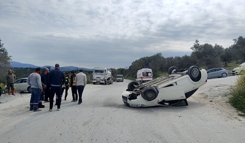80 yaşındaki sürücü takla atan araçtan sağ çıktı