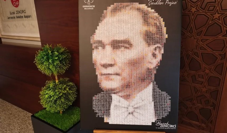 Germencik'te 500 çocukla Atatürk portresi oluşturuldu
